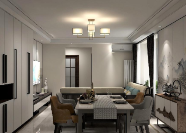 芍药居北里87㎡二居室新中式全包装修设计效果图