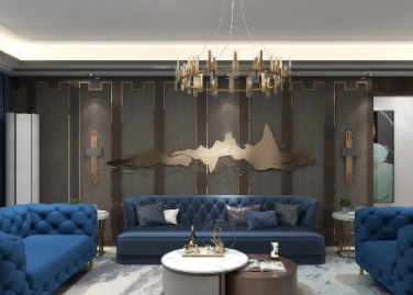 中粮祥云125㎡三居室轻奢中式风半包装修设计效果图