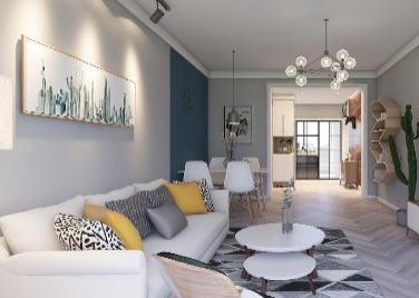 名佳花园80㎡北欧风二居室全包装修设计效果图