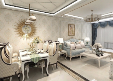 融泽佳园100㎡两居室混搭风半包装修设计效果图